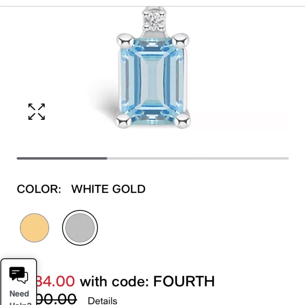 3/4-1ct aquamarine with diamond accent in white gold pendant